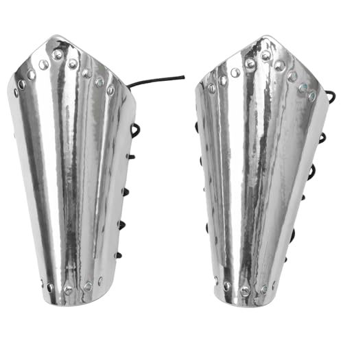 iEFiEL Männer Mittelalterlich Armschiene Kunstleder Arm Armor Wikinger Knight Armrüstung Punk Handgelenkschutz Fasching Karneval Zubehör Silber One Size von iEFiEL