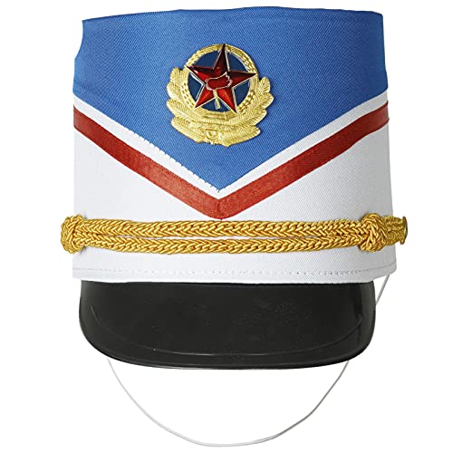 iEFiEL Marschband Hut Nussknacker Hut Trommel Major Hut Spielzeug Soldat Hut Kapitänsmütze Verkleidung Fasching Karneval Mottoparty Marine Hut Kapitän Accessoires B Blau One Size von iEFiEL