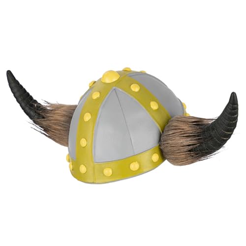 iEFiEL Mittelalter Wikinger Ritterhelm mit Hörnern Spartaner Kriegerhelm Kämpfer Kopfrüstung Halloween Karneval Maskerade Kostüm Zubehör Schwarz One Size von iEFiEL