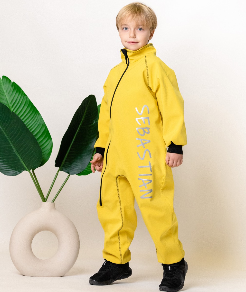 Waterproof Softshell Overall Comfy Mustard Yellow Bodysuit von iELM