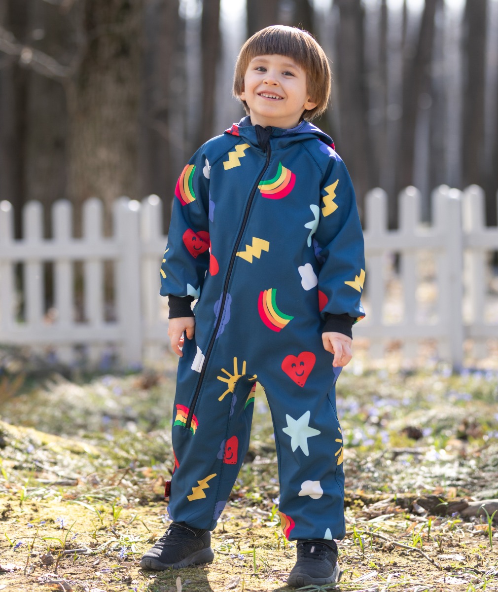 Waterproof Softshell Overall Comfy Smiley Hearts Jumpsuit von iELM