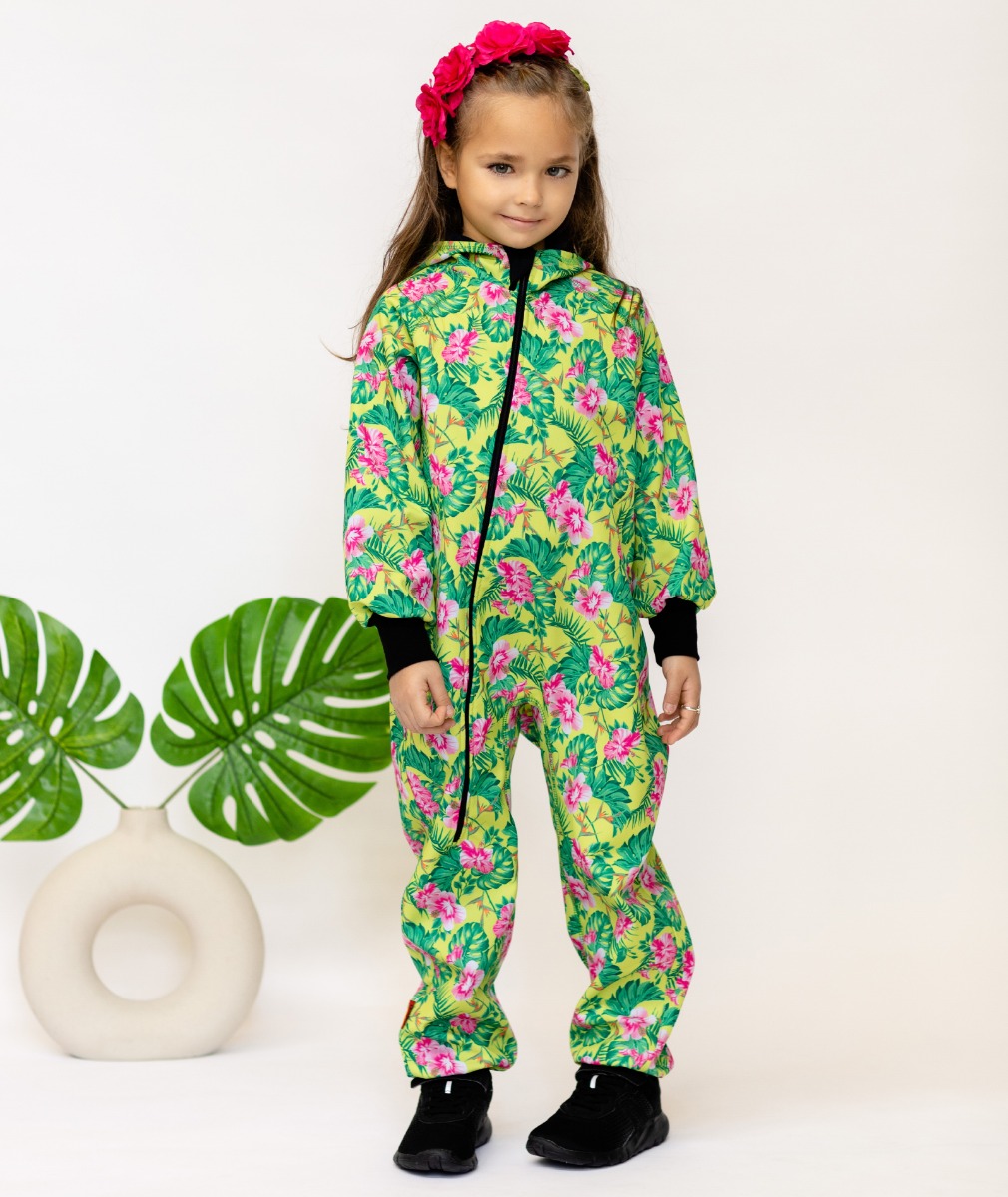 Waterproof Softshell Overall Comfy Tropical Flowers Jumpsuit von iELM