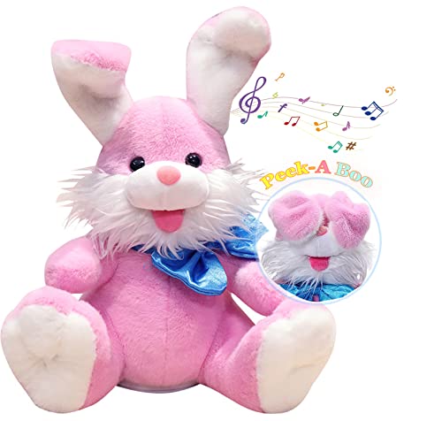 Kinder Interaktives Sprechendes Kuscheltier Hase Guck-Guck mit den Ohren, Singende Stofftier Hase Plüschtier Osterhase Plüsch Hase Sitting Bunny Musikalische Sensorik Spielzeug Lernspielzeug Geschenk von iEasey