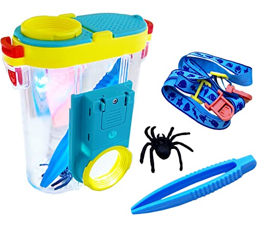 Kinder LED Becherlupen Insekten Beobachtungsbox mit Licht Natur Erkundung Lupe Kinder Draussen Forscherset Spielzeug Entdeckerspielzeug Lupendose Bug Viewer Catcher Outdoor Garten Lupe Spielzeug von iEasey