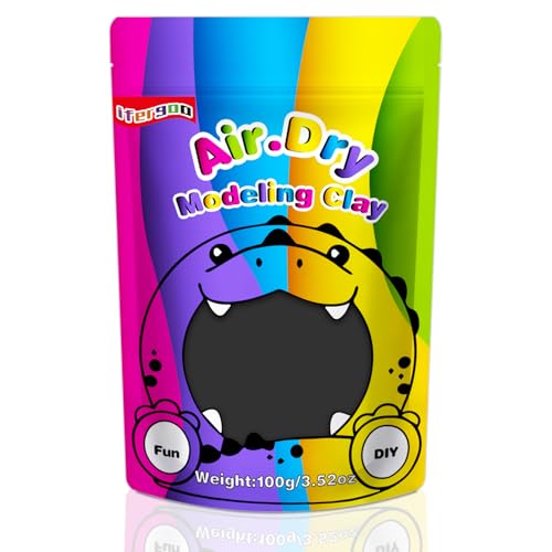 iFergoo Lufttrocknende Knete Ultra Light, Modelliermasse Selbsthärtend, Kreative Magische Clay für Kinder, DIY Bastelset, Geschenk für Jungen & Mädchen ab 3 Jahren 100g / 3.52oz (Schwarze Knete) iFergoo Lufttrocknende Knete Ultra Light, Modelliermasse Selbsthärtend, Kreative Magische Clay für Kinder, DIY Bastelset, Geschenk für Jungen & Mädchen ab 3 Jahren 100g / 3.52oz (Schwarze Knete) von iFergoo