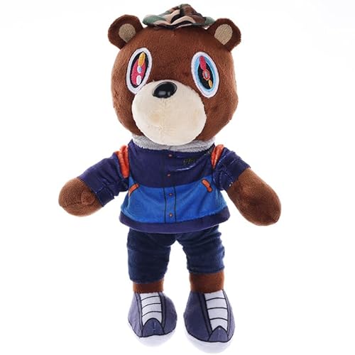 iFii 26 cm Kanye-Bär-Plüschtier, süßer Bär in Jacke/Mantel/Oberteil/Hemd/Weste, Teddybär, Stofftier, Kanye-Teddybär, Geschenk zum Schulabschluss, Bärenpuppe (Blaues Oberteil) von iFii