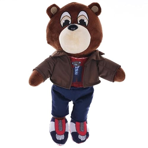 iFii 26 cm Kanye-Bär-Plüschtier, süßer Bär in Jacke/Mantel/Oberteil/Hemd/Weste, Teddybär, Stofftier, Kanye-Teddybär, Geschenk zum Schulabschluss, Bärenpuppe (Brauner Mantel) von iFii