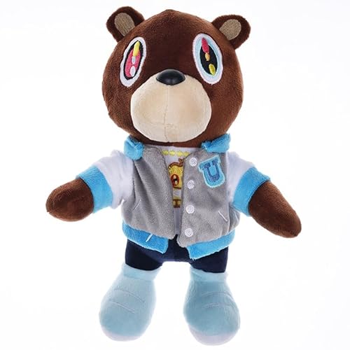 iFii 26 cm Kanye-Bär-Plüschtier, süßer Bär in Jacke/Mantel/Oberteil/Hemd/Weste, Teddybär, Stofftier, Kanye-Teddybär, Geschenk zum Schulabschluss, Bärenpuppe (Graue Jacke) von iFii