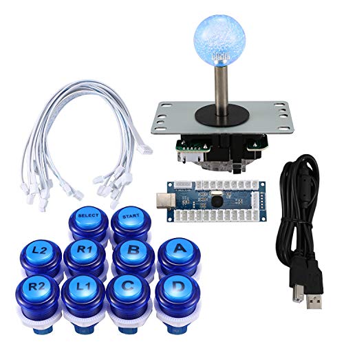 iFutniew Arcade Joystick Span Platte Arcade Joystick ZubehöR Arcade Joystick DIY Kit Arcade Joystick Button Arcade Code Blau von iFutniew