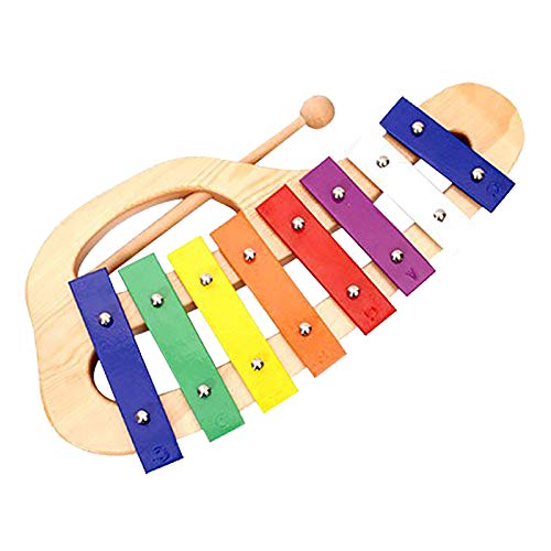 iFutniew Hand Klopfen Xylophon Glocken Spiel mit Schlägeln 8 Töne Buntes Holzmusik Instrument Vorschul Lern Spielzeug von iFutniew