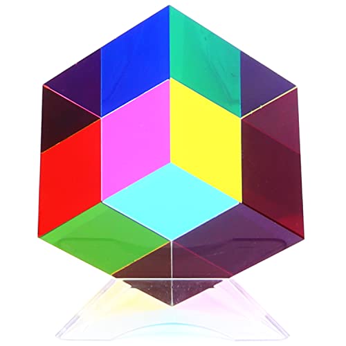 iKeelo Color Cube (60mm) mit Ständer, Magischer Farbwürfel Acrylwürfel Prisma, Physikspielzeug für Haus oder Büro Dekoration von iKeelo