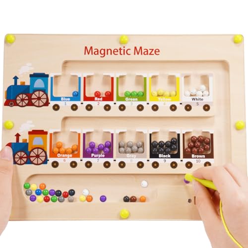 Montessori Spielzeug 2 3 4 Jahre, Magnetspiel Labyrinth 2 3 4 Jahre Geschenk Junge 3 4 5 6 Jahre Montessori Busy Board ab 2-4 Jahre Holzspielzeug Motorikspielzeug Sortierspiel Magnet Spielzeug Kinder von iKidiki