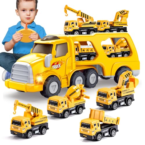 iKidiki Kinderspielzeug ab 2 3 4 5 6 Jahre, Ferngesteuertes Auto ab 1-6 Jahre Geschenk Junge 1-6 Jahre RC Auto Lkw Spielzeug ab 1-6 Jahre Baustellenfahrzeuge Kinder Geburtstagsgeschenk Junge 1-6 Jahre von iKidiki