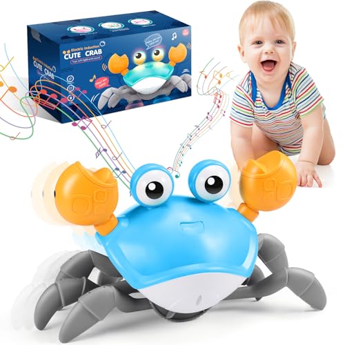 iKidiki Kinderspielzeug ab 1 2 3 4 Jahre, Krabbe Baby Spielzeug ab 1-4 Jahre Junge Mädchen Krabbelspielzeug Baby Geschenk Junge Mädchen Geburtstagsgeschenk Tummy Time Toys Musikalische Lernspielzeug von iKidiki