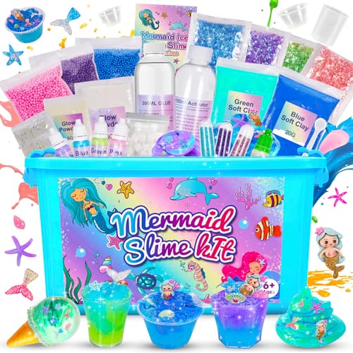 iKidiki Schleim Selber Machen Set, Geschenk Mädchen 6 7 8 9 10 11 12 Jahre Schleim Kinder Spielzeug ab 6-12 Jahre Mädchen Slime Set zum Selbermachen Bastel Sachen für Mädchen Geschenkideen Slimy von iKidiki