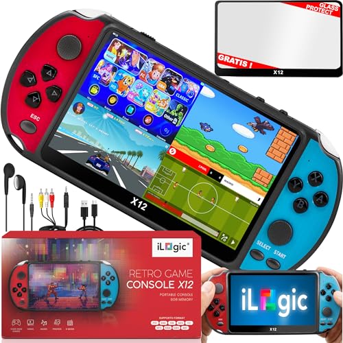 iLogic Handkonsolen Spielkonsole Tragbare 5.1" X12 5000 Retro Handheld Spiele Konsole für Kinder Erwachsene Game Platform Game Emulator Die Konsole Spiele von iLogic