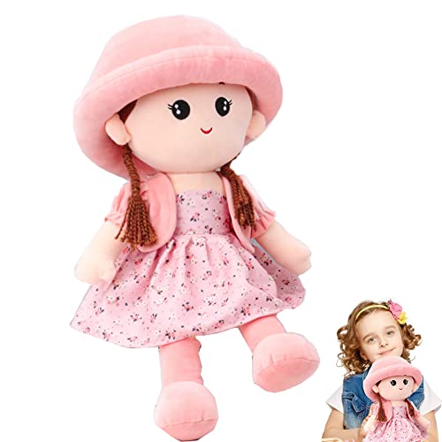 iNelihoo Abziehbar Stoffpuppe Mädchen Plüschpuppe Plüschtier Prinzessinnenpuppe Mädchen Weiche Puppe Mädchen Dekoration Begleiten Spielzeug Plüschpuppe rosa 35 cm Geschenk zur Geburt Weihnachten von iNelihoo