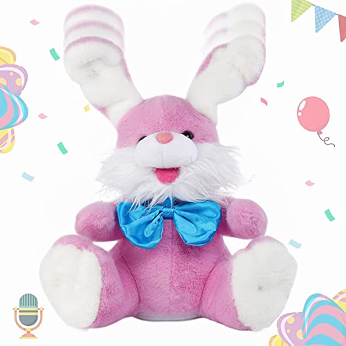 Sprechender Kuscheltier Hase Wiederholt Was Sie Sagen Peek-A Boo Plüsch Spielzeug Aufnahme Ostern Kaninchen Interaktiver Elektronisches Haustier mit Kindern Lied für Kinder Mädchen Jungen Geschenk von iNszkoos