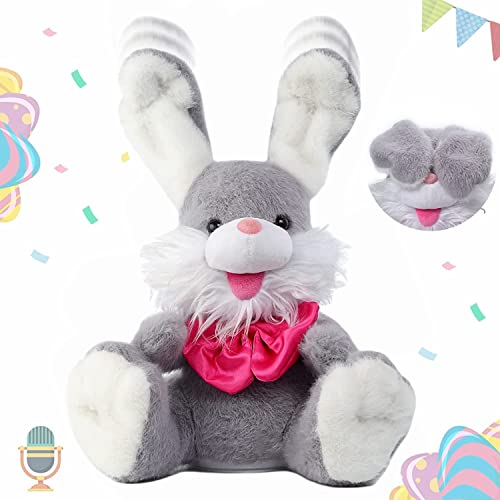 Sprechender Kuscheltier Hase Wiederholt Was Sie Sagen Peek-A Boo Plüsch Spielzeug Aufnahme Ostern Kaninchen Interaktiver Elektronisches Haustier mit Kindern Lied für Kinder Mädchen Jungen Geschenk von iNszkoos