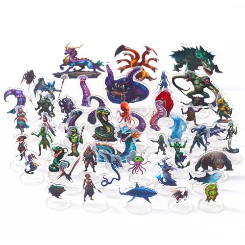 DND Miniatures Coastal Swamp & Underwater Dungeons and Dragons Starter Set Minis for D&D 5E Pathfinder Flat Acrylic Figures TTRPG Tabletop RPG Games accessories Gift for DM-A von iPEAU