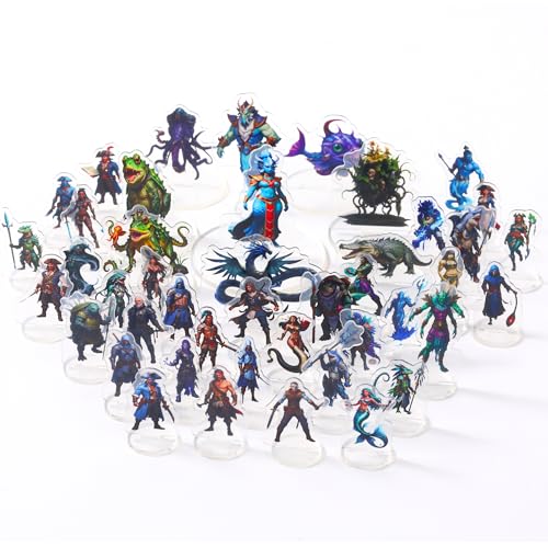 DND Miniatures Coastal Swamp & Underwater Dungeons and Dragons Starter Set Minis for D&D 5E Pathfinder Flat Acrylic Figures TTRPG Tabletop RPG Games accessories Gift for DM-B von iPEAU