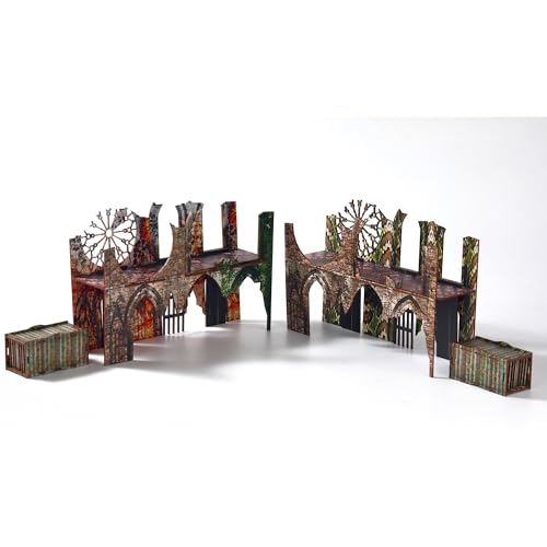 iPEAU Epic 2 Ruined Building Church Bridges Terrain Set for WH40K, DND, Pathfinder, 28mm Miniatures - Modular Wargame Scenery for Tabletop Battles - Warhammer 40K, TTRPG Battlezone Creation Kit von iPEAU