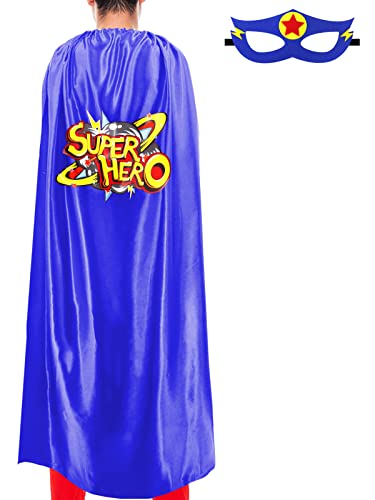 iROLEWIN Superhelden-Umhang und Maske für Erwachsene, Damen, Herren, Superhelden-Kostüm, Geist-Tag, Team, Halloween, Partygeschenk, Geschenk, Blauer Superheld, 140CM*90cm iROLEWIN Superhelden-Umhang und Maske für Erwachsene, Damen, Herren, Superhelden-Kostüm, Geist-Tag, Team, Halloween, Partygeschenk, Geschenk, Blauer Superheld, 140CM*90cm von iROLEWIN