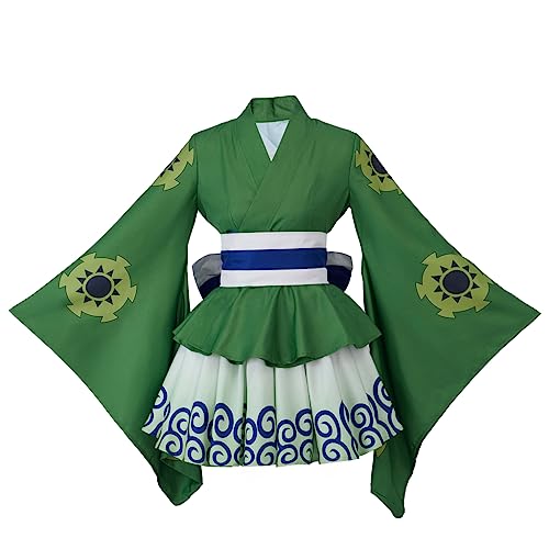 iSHOWcos Anime Grünes Kimono-Kostüm, Kleid, weibliche Mädchen, Lolita-Outfits, Halloween-Anzug mit Gürtel, Grün , 3XL iSHOWcos Anime Grünes Kimono-Kostüm, Kleid, weibliche Mädchen, Lolita-Outfits, Halloween-Anzug mit Gürtel, Grün , 3XL von iSHOWcos