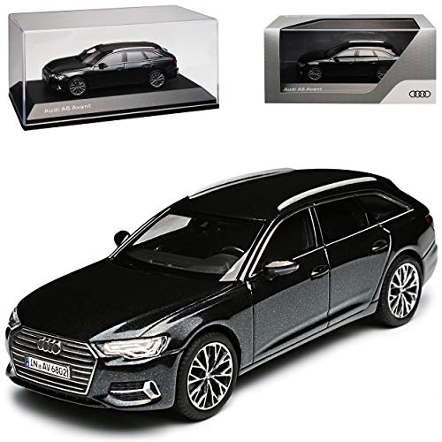 iScale A-U-D-I A6 C8 Avant Kombi Vesuv Grau Schwarz Modell Ab 2018 1/43 Kyosho Modell Auto mit individiuellem Wunschkennzeichen von iScale