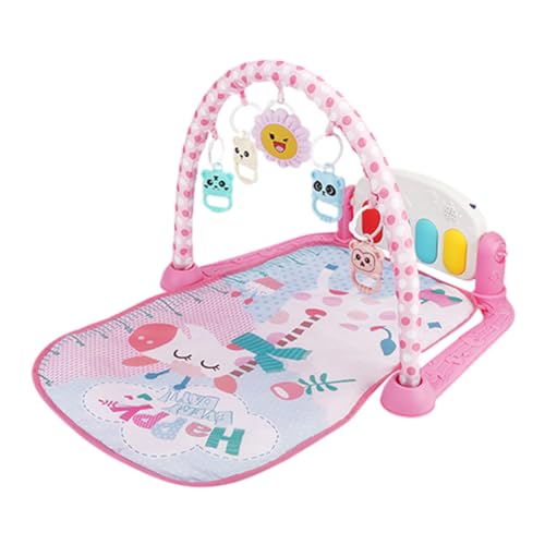 iSpchen Baby Gym Spielmatte kuschelig weiche Krabbeldecke Piano Baby Play Gym Bauchzeit Gepolsterte Matte Musikalische Aktivitätsmatte Spieldecke Vielseitiges Baby-Fitnesscenter,Rosa von iSpchen