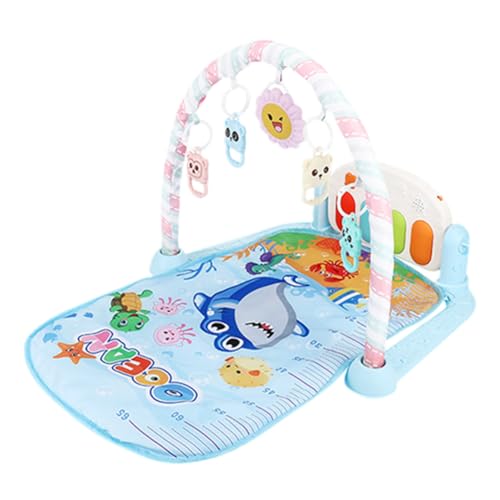 iSpchen Baby Gym Spielmatte kuschelig weiche Krabbeldecke Piano Baby Play Gym Bauchzeit Gepolsterte Matte Musikalische Aktivitätsmatte Spieldecke Vielseitiges Baby-Fitnesscenter,blau#02 von iSpchen