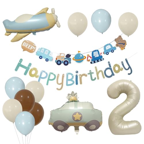 iSpchen,Party Dekorationen Matte Serie Flugzeug Auto Folienballons Urlaubsdekoration für Baby Geburtstag Cartoon Tierformen #02 von iSpchen