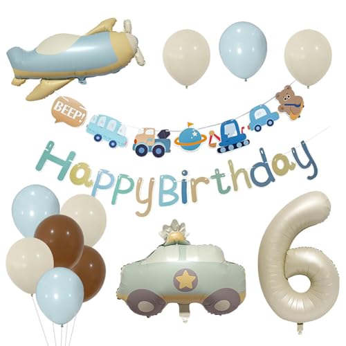 iSpchen,Party Dekorationen Matte Serie Flugzeug Auto Folienballons Urlaubsdekoration für Baby Geburtstag Cartoon Tierformen #06 von iSpchen