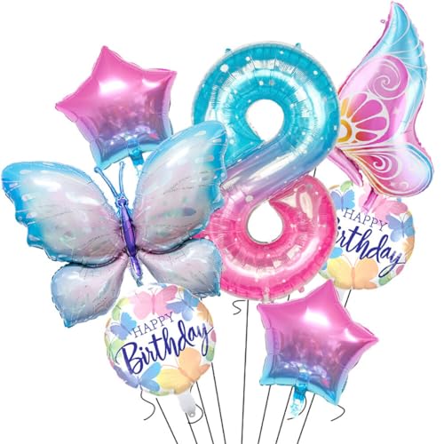 iSpchen,Fantasie Bunte Eis Schmetterling Luftballons, Sternenhimmel Digitale Aluminiumfolie, Party Dekoration, Geburtstag, Babyparty, Gemischte Farben #08 von iSpchen