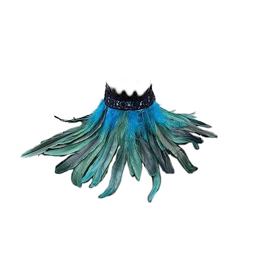 iSpchen Gotisch Feather Schal Halloween Shrug Poncho Kragen langer Federn Pythonschlangen umwickelter Schal Ponchorock Schulterzucken Cape Stola Halloween-Kostüm Maskerade von iSpchen