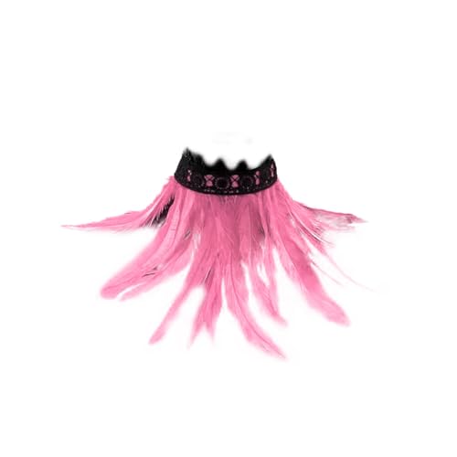 iSpchen Gotisch Feather Schal Halloween Shrug Poncho Kragen langer Federn Pythonschlangen umwickelter Schal Ponchorock Schulterzucken Feder Cape Stola Halloween-Kostüm Maskerade Kostüm reines Rosa von iSpchen