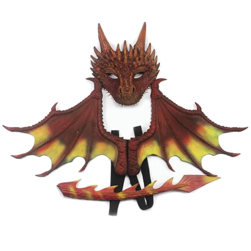 iSpchen Halloween Drachen Maske Drachenmaske Kostüm Maskerade Halloween Drachen Maske Drachen Kostüm Drachenmaske Kostüm Maskerade für Party Karneval,Orange Rot von iSpchen