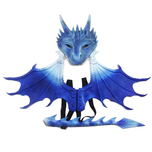 iSpchen Halloween Drachen Maske Drachenmaske Kostüm Maskerade Halloween Drachen Maske Drachen Kostüm Drachenmaske Kostüm Maskerade für Party Karneval,blaue von iSpchen