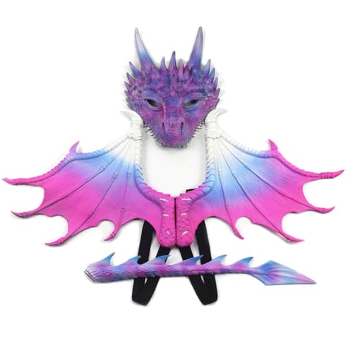 iSpchen Halloween Drachen Maske Drachenmaske Kostüm Maskerade Halloween Drachen Maske Drachen Kostüm Drachenmaske Kostüm Maskerade für Party Karneval,buntes Rosa von iSpchen