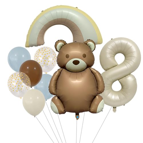 iSpchen,Aluminiumfolie Tiermotiv Geburtstagsballons, Matte Regenbogen bär, Perfekt für Kinderparty Dekor #08 von iSpchen