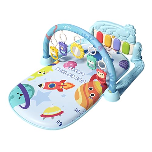 iSpchen Spieldecke Piano-Gym Spieldecke Spielmatte mit Spielbogen Krabbeldecke mit Musik abnehmbarem Babyspielzeug, Bauchzeit Activity Decke für Baby & Kleinkinder 0-24 Monate,Blau#01 von iSpchen