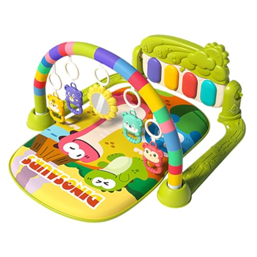 iSpchen Spieldecke Piano-Gym Spieldecke Spielmatte mit Spielbogen Krabbeldecke mit Musik abnehmbarem Babyspielzeug, Bauchzeit Activity Decke für Baby & Kleinkinder 0-24 Monate,Grün#02 von iSpchen