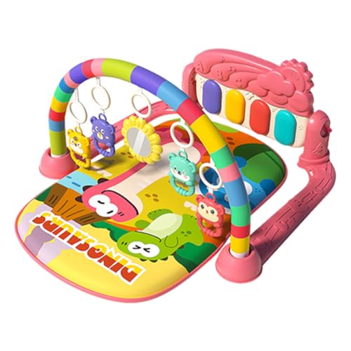 iSpchen Spieldecke Piano-Gym Spieldecke Spielmatte mit Spielbogen Krabbeldecke mit Musik abnehmbarem Babyspielzeug, Bauchzeit Activity Decke für Baby & Kleinkinder 0-24 Monate,Rot#02 von iSpchen