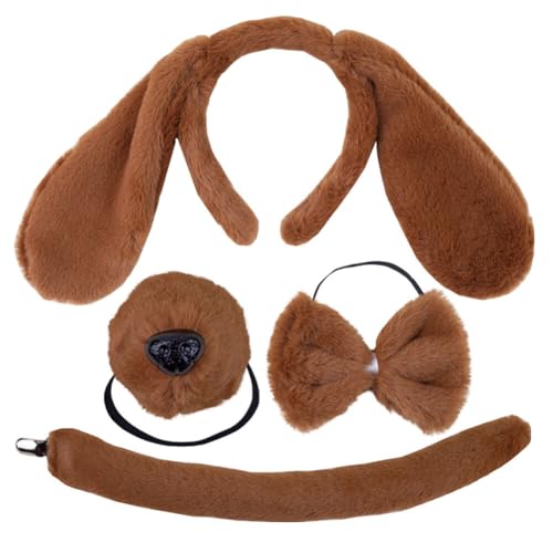 iSpchen Tier Kostüm Set Haarband-Set mit Plüsch-Hundeohren für Karneval, Halloween, Geburtstag, Weihnachten#03 von iSpchen