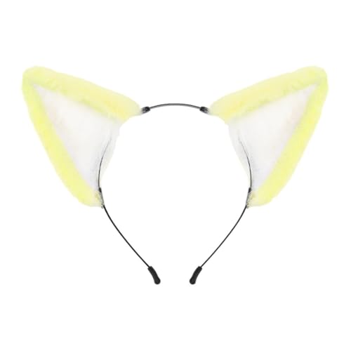 iSpchen Unisex Fursuit Fuchsohr-Stirnband in Plüsch, Prop mit handgefertigtem japanischem Stil-Clip,Gelb von iSpchen