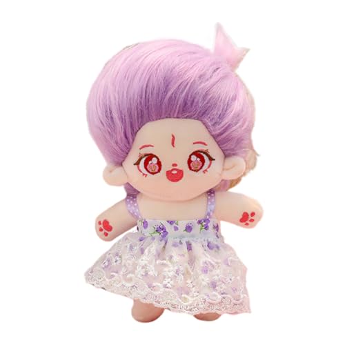 iSpchen plüschpuppe Weiches Kuschel Plüschtier Plüsch Kinder Kuscheltier Polyester-Baumwolle Plüschfigur Niedliche Cartoon Soft Toy mit selbst gestalteten Haaren und Outfits,lila,23cm von iSpchen