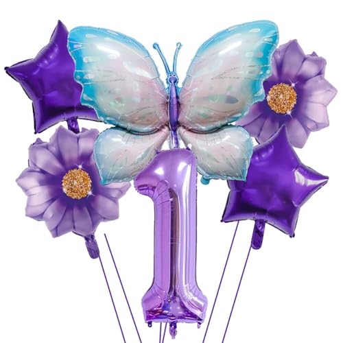 iSpchenGeburtstag Deko Bunt Schmetterlinge Geburtstagsdeko Kindergeburtstag Deko Schmetterling Folienballon für Mädchen Schmetterling Themen Party,#01 von iSpchen