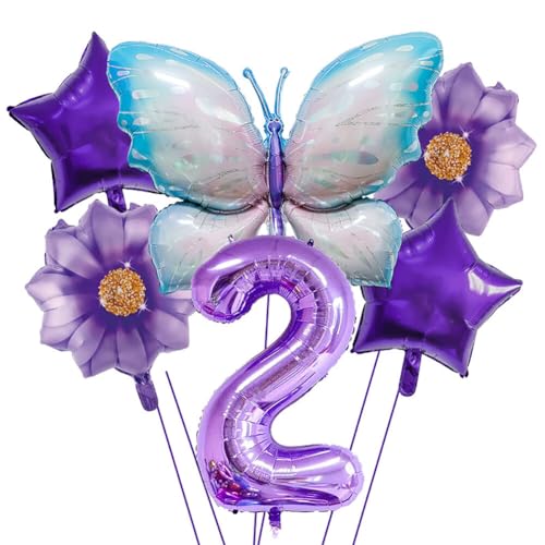 iSpchenGeburtstag Deko Bunt Schmetterlinge Geburtstagsdeko Kindergeburtstag Deko Schmetterling Folienballon für Mädchen Schmetterling Themen Party,#02 von iSpchen