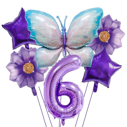 iSpchenGeburtstag Deko Bunt Schmetterlinge Geburtstagsdeko Kindergeburtstag Deko Schmetterling Folienballon für Mädchen Schmetterling Themen Party,#06 von iSpchen