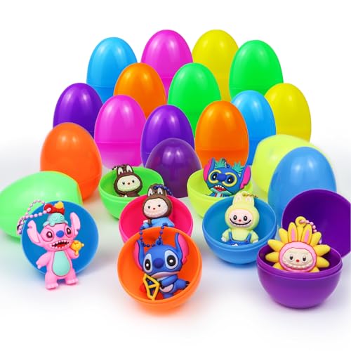 Ostern Geschenke Kinder 12 Stück Schlüsselanhänger Gefüllte Ostereier mit spielzeug Vorgefüllte, Ostern Cartoon Schlüsselkette Schlüsselbund Osterkörbchenfüller Party Geschenk für Jungen Mädchen von iWinvi